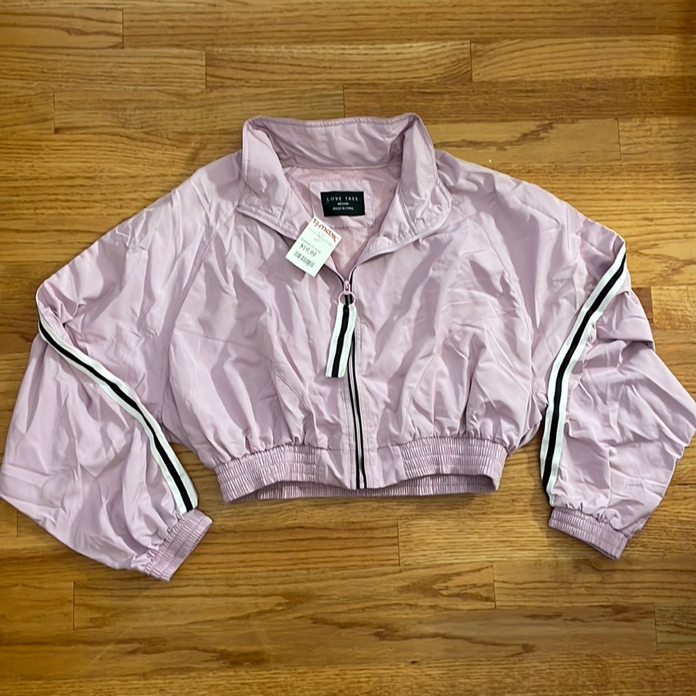 Love Tree Light Purple Cropped Track Jacket Size Medium NWT
